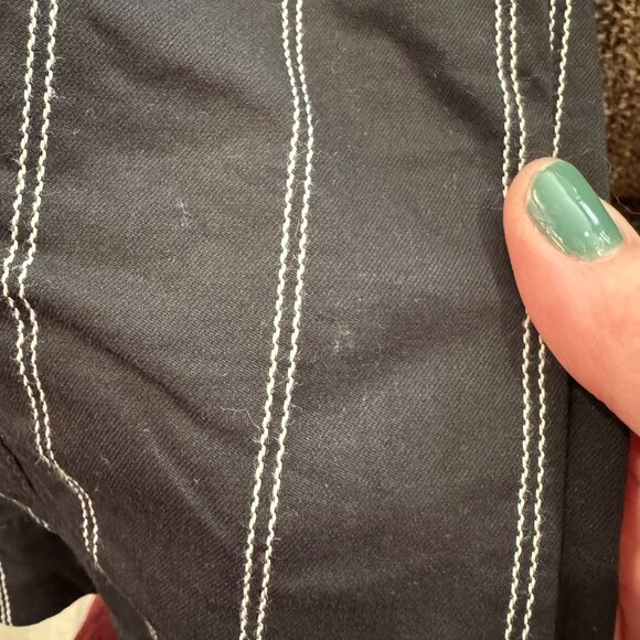 White House Black Market Washed Black Stripe Double Zip Moto Jacket B40 - Picture 7 of 7